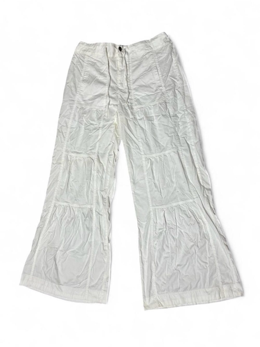 White M wide leg cargo pants